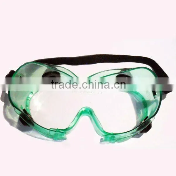 replaceable lens medical security goggles PVC security goggles EN 166 PC lens security goggles green security goggles for sales