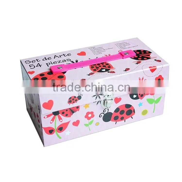 art set of 54pcs with drawer color paper box