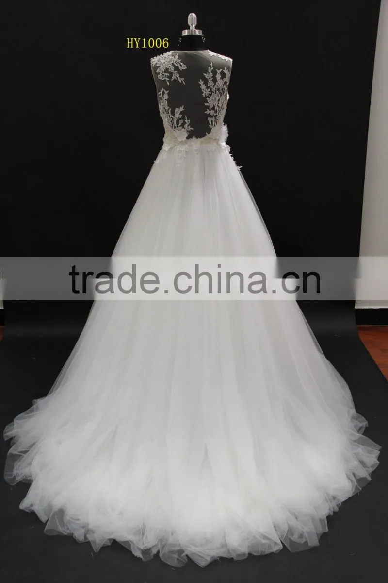 Best seller skin color tulle with soft ball gown skirt bridal wedding dress