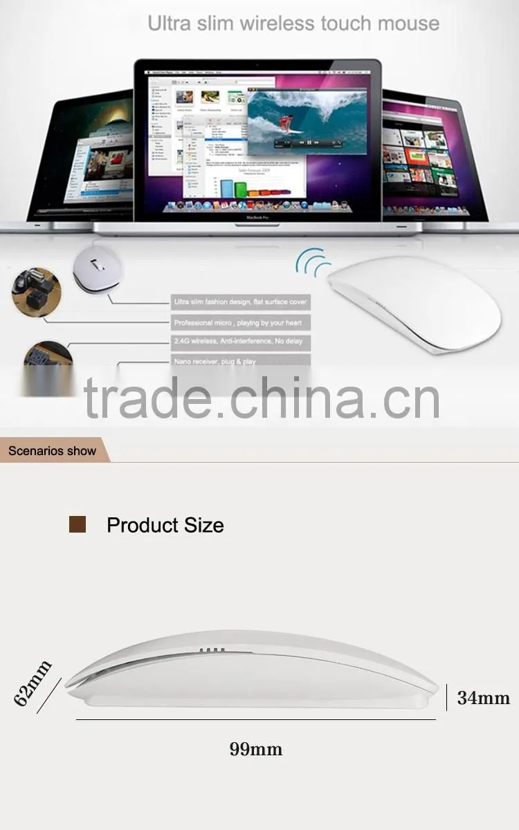 Gift Item Wireless Touch USB Mouse/ Latest Computer Flat Mouse For Apple Ipad Air