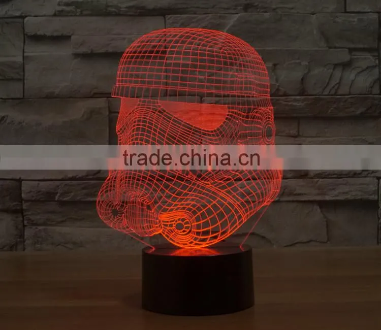 White knight shape USB + battery operated 3d acrylic illusion 7 color changing night light for children led magnetic lamp
