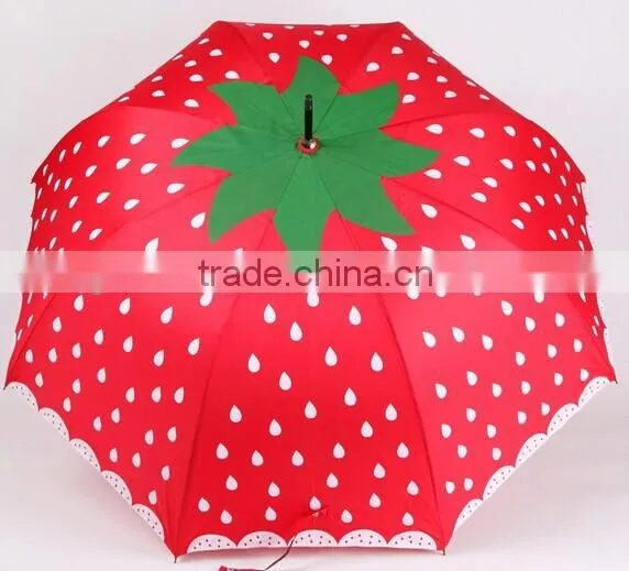 23"*8K new design strawberry printing screen straight umbrella for sale