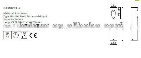 IP65 Middle size Trapezoidal light outdoor garden lighting/lamp