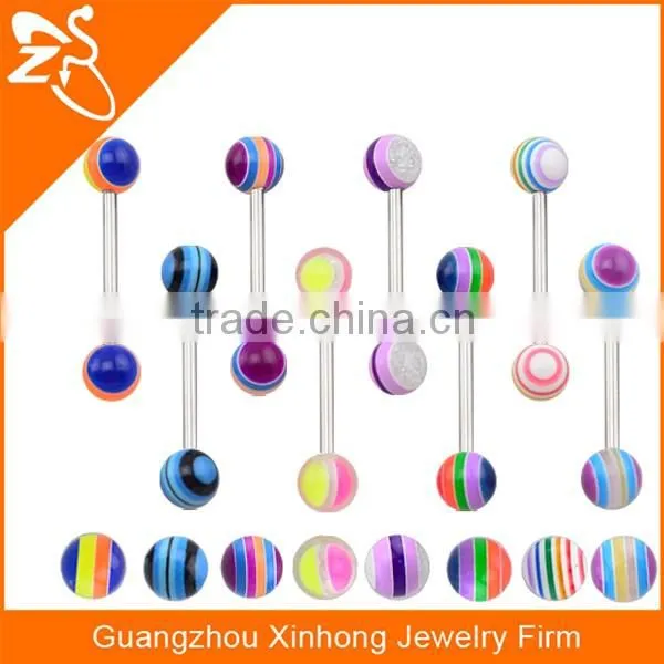 2016 New design acrylic two balls barbell unique fake banana tongue piercing