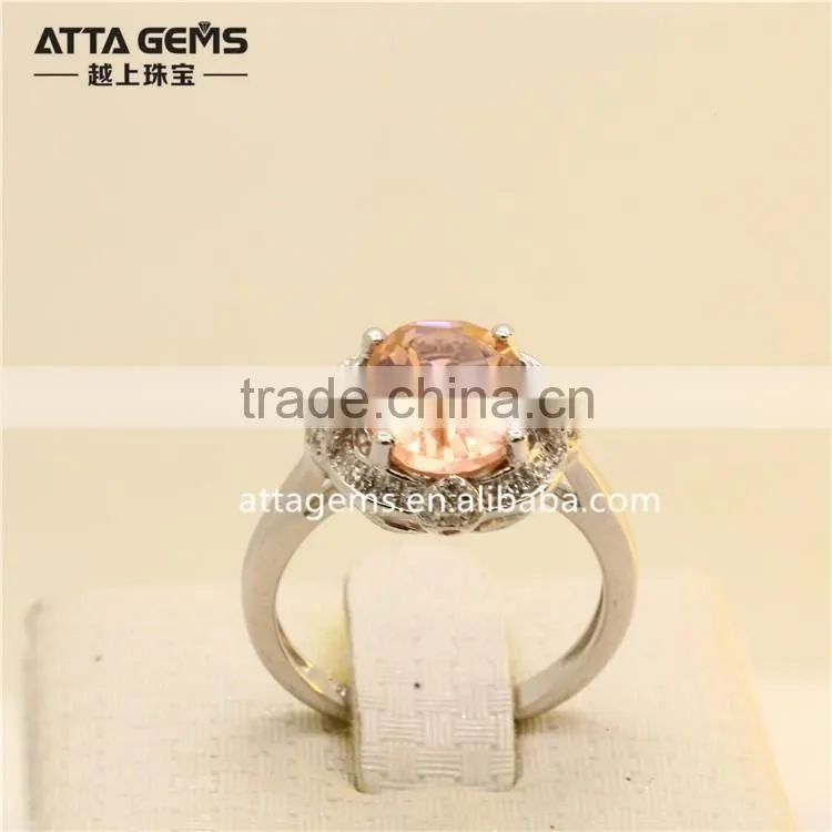 fashion created morganite #777 oval shape 925 silver ring for girl