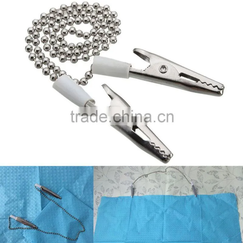 Medical Dental Napkin Holder Dental Lab Bib Crocodile Clip Clamp Flexible Metal Ball Chain