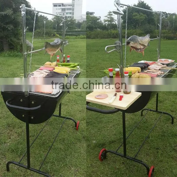 Auplex iron outdoor barbecue cart new bbq smoker professional charcoal picnic bbq charcoal smoker grill NO.AU-CL