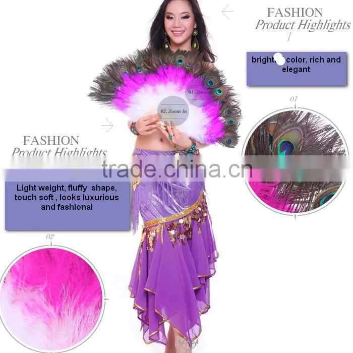 Nice Belly Dance Ostrich Feather Fan , Feather Fans for Dance