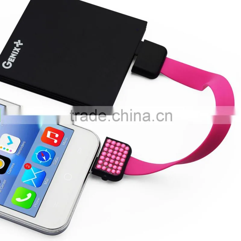 low price Wearable usb cable purple bracelet usb micro data cable for iphone