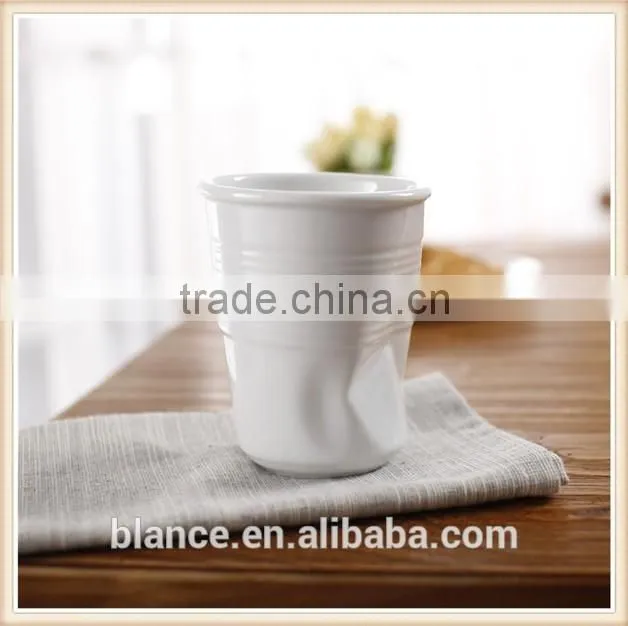 ceramic crushed cups crumpled design cup