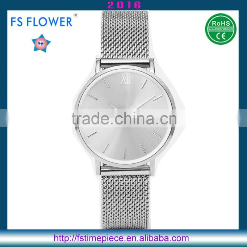FS FLOWER - 2016 Watches Men Women Quartz Watch Good Quality Mesh Band Custom Own Brands Watch