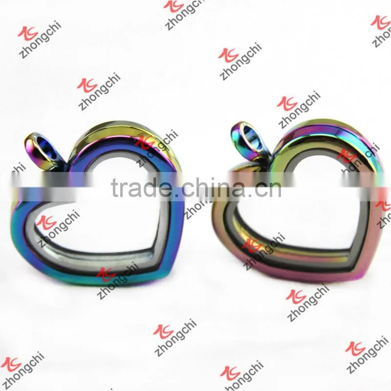 Silver Heart Key Glass Locket Pendant Necklace Wholesale