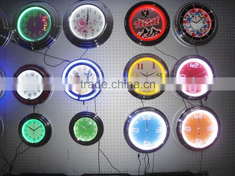 15 inch advertising customized double neon wall clock