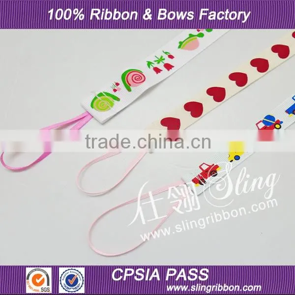 Factory Hot Sale Printed Ribbon Baby Pacifier Clip