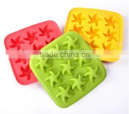 FDA&LFGB Approved Food Grade Starfish Shape 9 Cavities Silicone Icecube Tray Mould Cake Mould