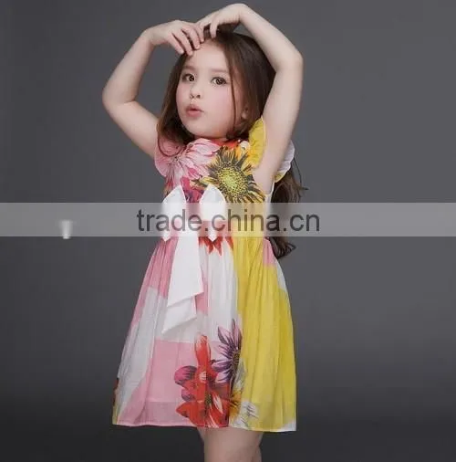 2016 angel dresses for kids flower printed summer baby kids girls dresses