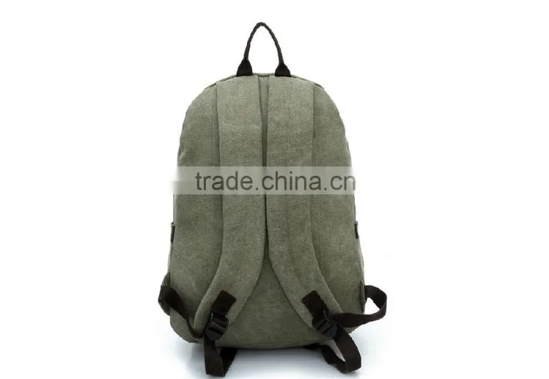 2016 manufactures China cotton bag Classic Canvas Backpack with leather