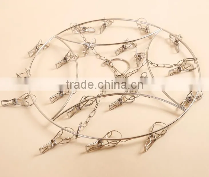 Clips Stainless Steel Clothes Hanger and Stainless steel Sock Hanger with 20 clips /stainless steel clothes rack