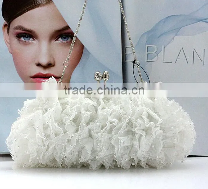 2014 wholesale Elegant Fashion party bag black lace evening bags
