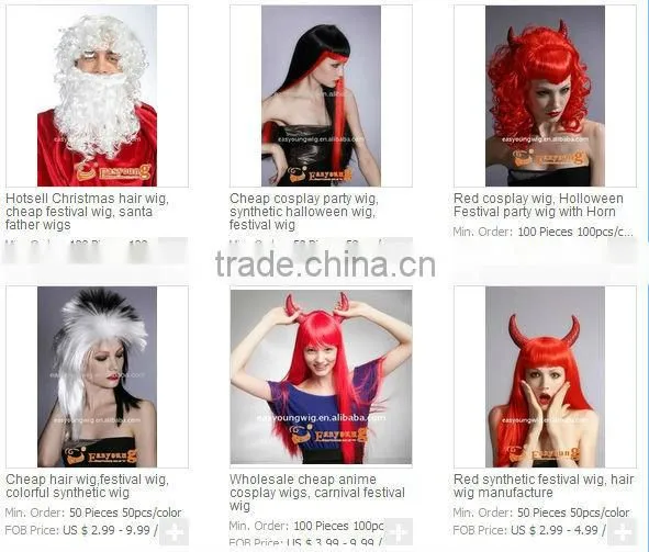 Cheap color cosplay halloween wig, carnival hair wigs, witch wigs festival wig