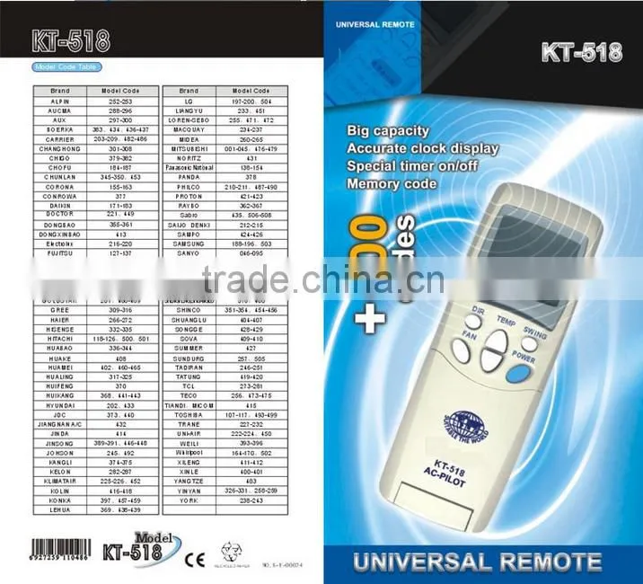 KT-518 air conditioner remote control switch universal remote control