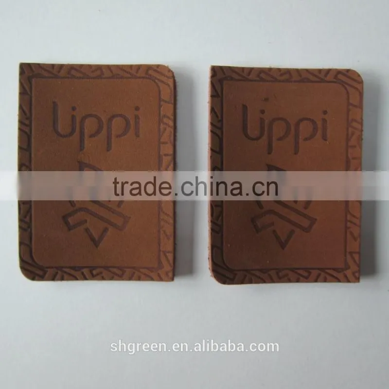 100% true leather label,sewing on leather patch