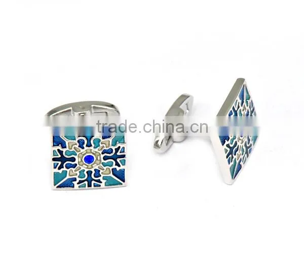 2016 new trendy tutom pattern square enamel cufflinks