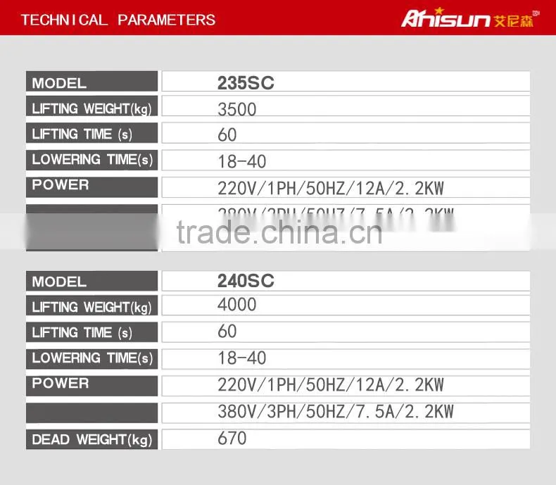 two post hydraulic cylinder frame car lift , clear floor car lift,3500kg
