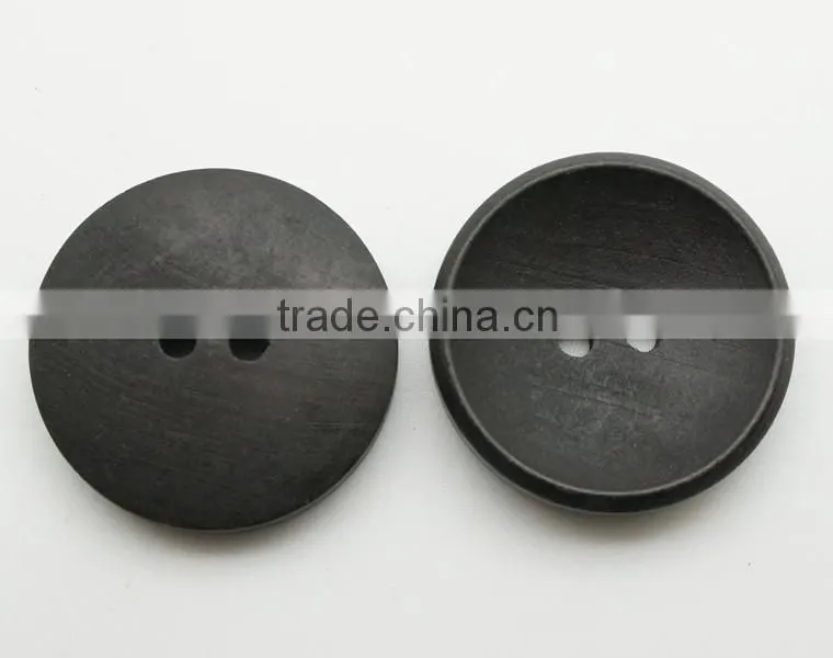 2 Holes Black Painted Wood Coat Buttons