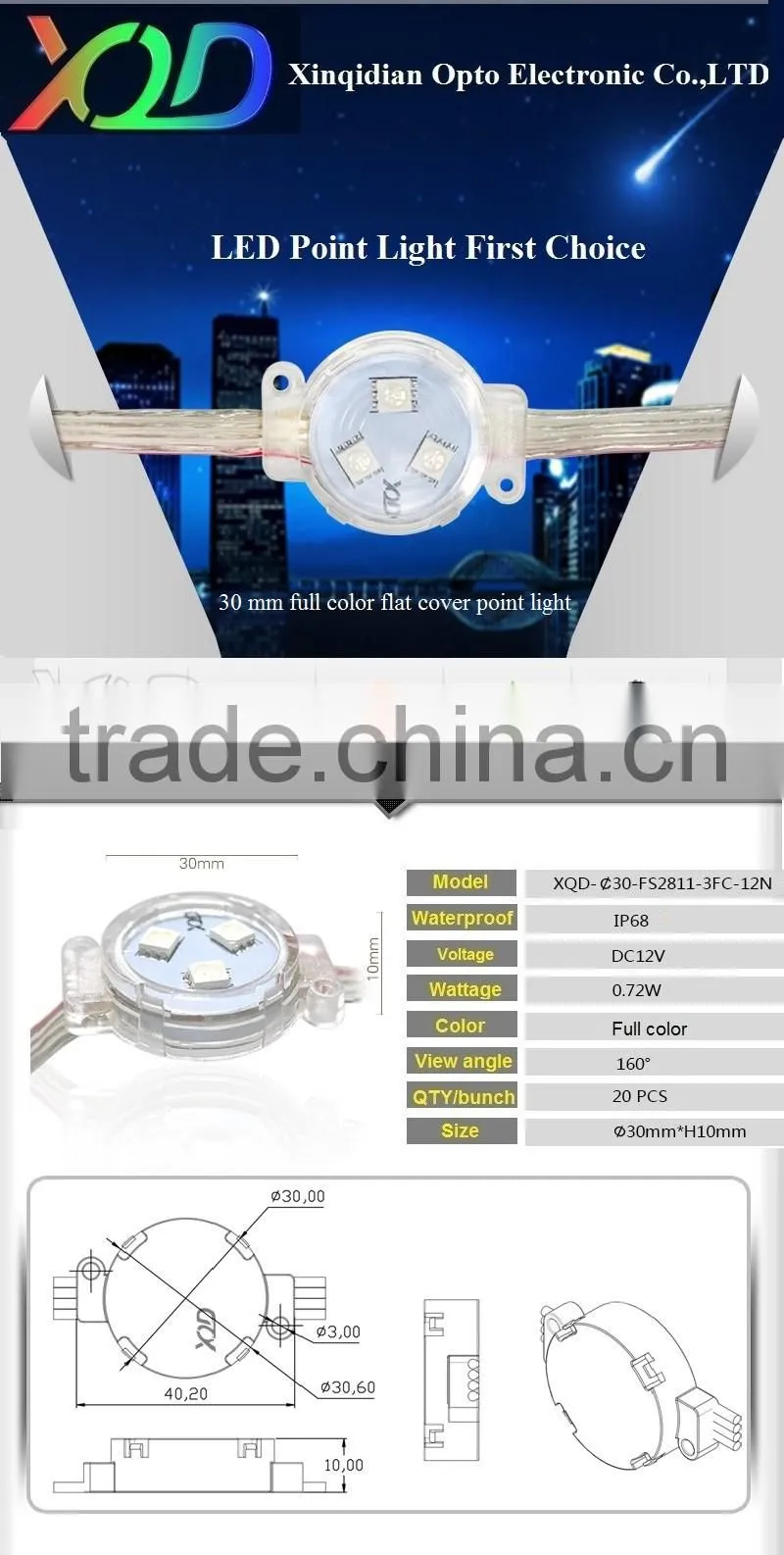 led project pixels dmx controller point light light smd5050 chip 30mm