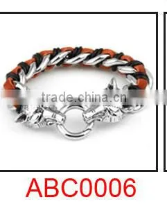 Men black braided leather bracelet cool bracelet for boys New