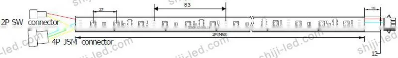 white pcb 5v ws2801 led strip light 36leds/m
