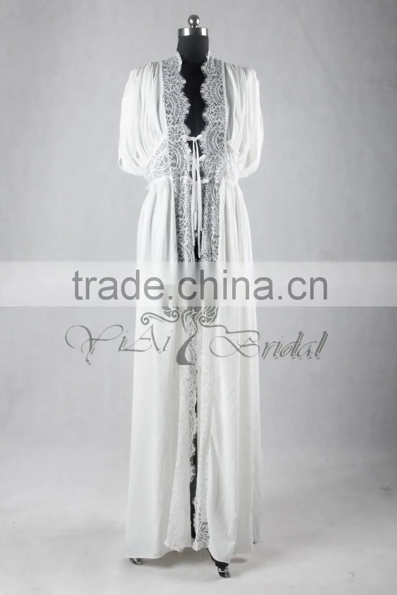 RB003 Delicate Lace Trim Sexy Kimono Robe for Women