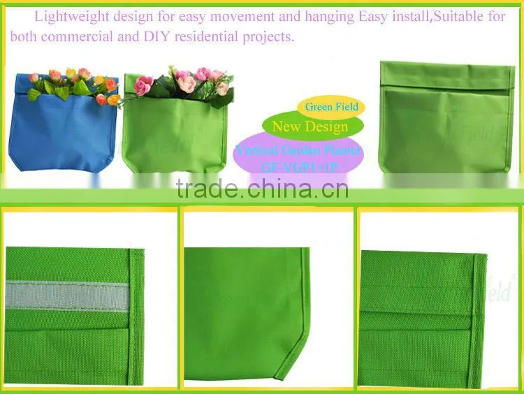 Vertical garden flower planter bag,green felt hanging flower bags