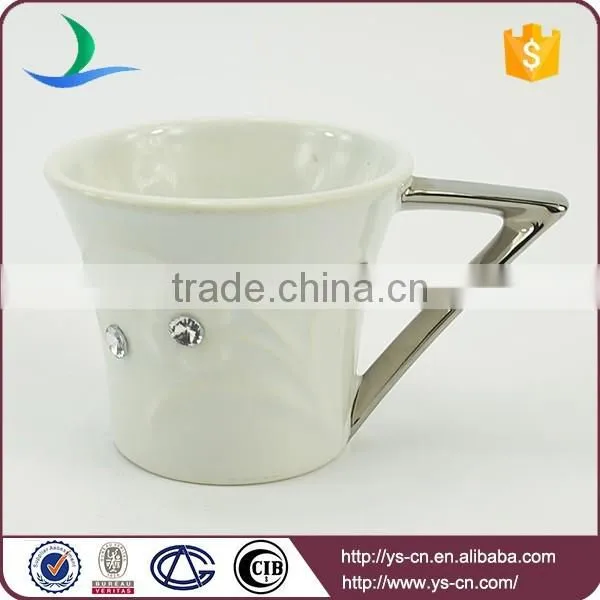 Silver plated ceramic coffee set with diamond