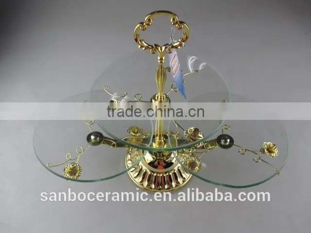 Glass Cake Stand, Gloden glass Cake Stand for Food, Fruit, Cake Use