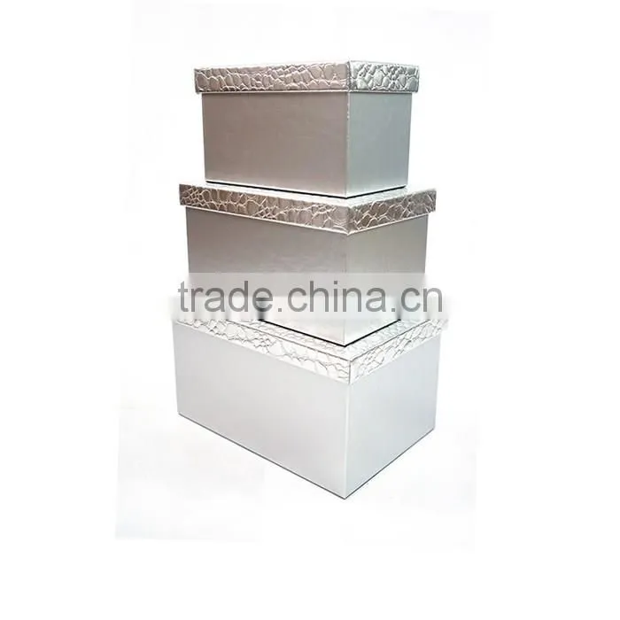 Household Set Of 3 Rectangular Faux Leahter Storage Box With Lid