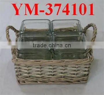 small wicker candlestick holder with ears