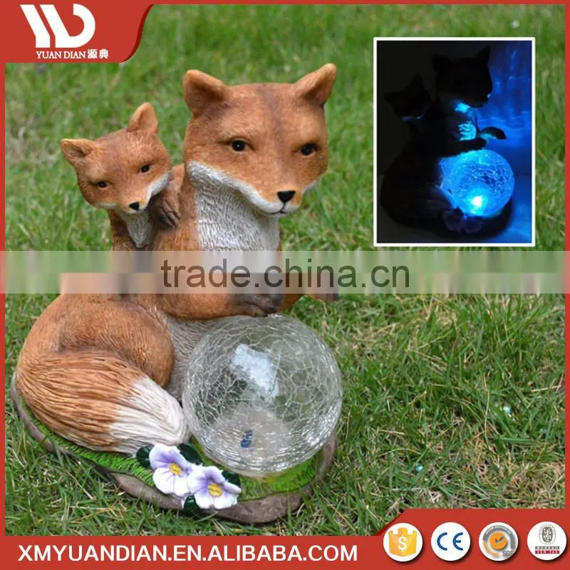 Online Shop China Art Work Fox Resin Craft Solar Garden Led Light