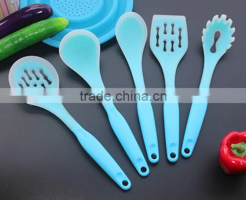 CK-3124 High quality non-stick 6pcs gadget silicone kitchen cooking tools set nylon kitchen utensil set with PP handle