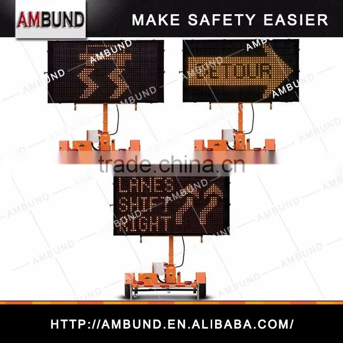 Mobile Informative LED Solar Traffic Warning Signs VMS screen Trailer Traffic Signal