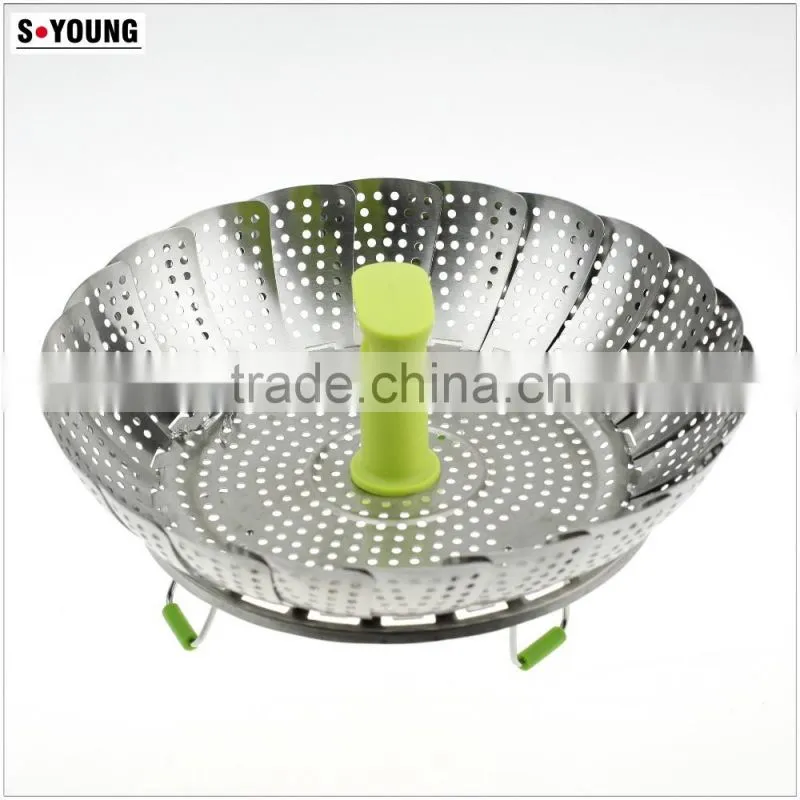 42053 Vegetable steamer Stainless steel fruit basket with plastic handle