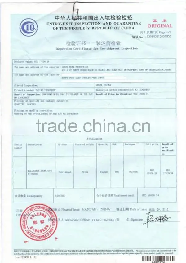 Good quality malleable cast iron hexagon pipe nipple