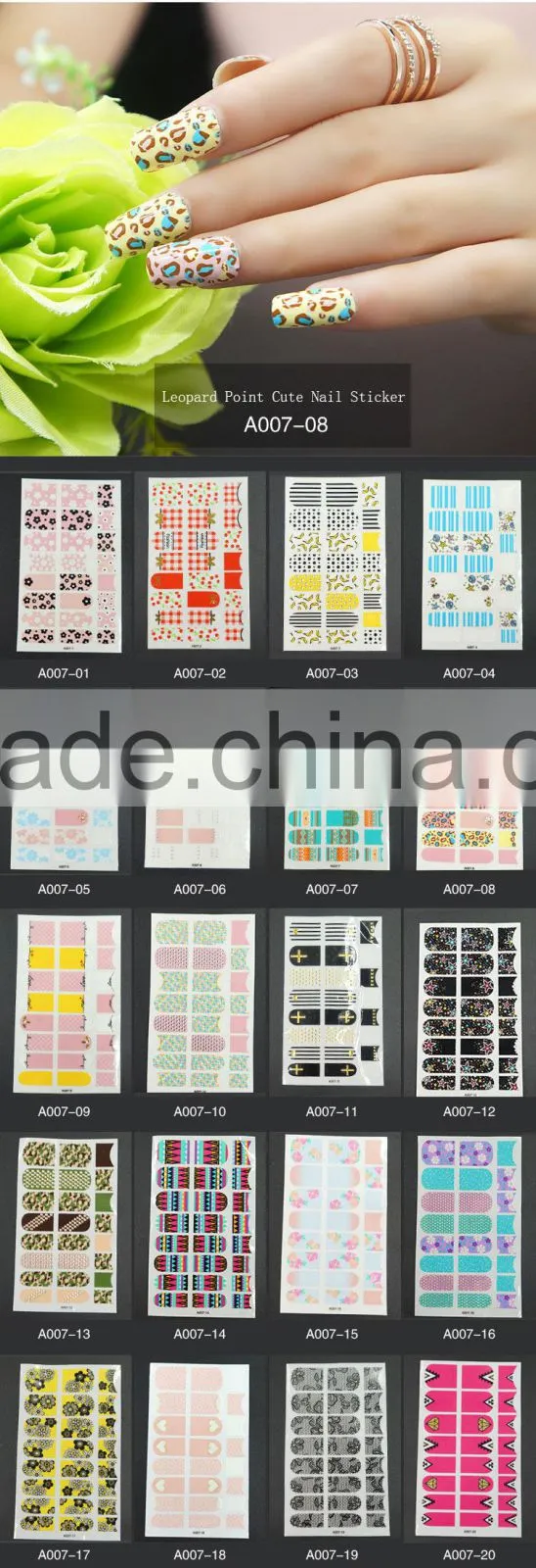 High quality 24 designs nail wrap waterproof nail stickers