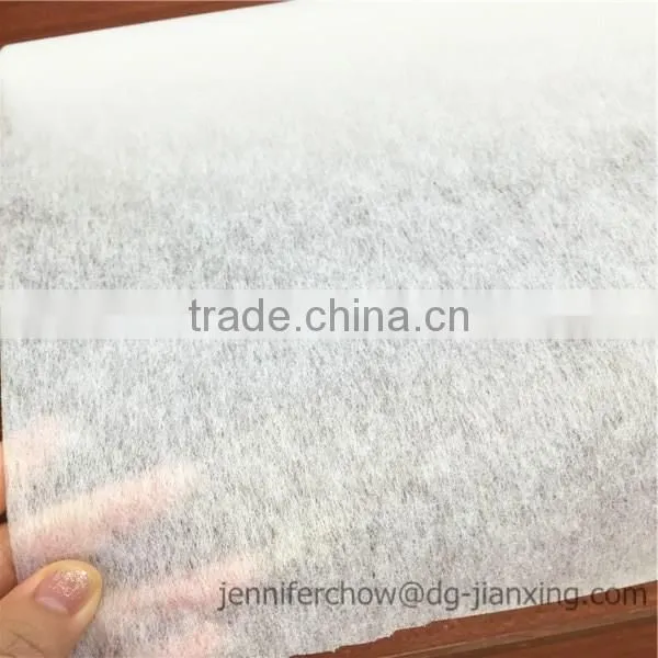 Two way tear away non woven polyester interlining with glue
