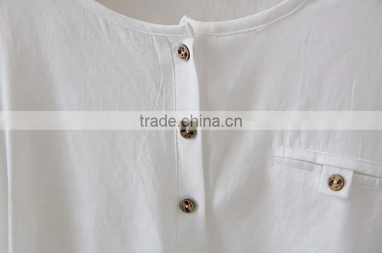 Fashion women cotton linen t shirt