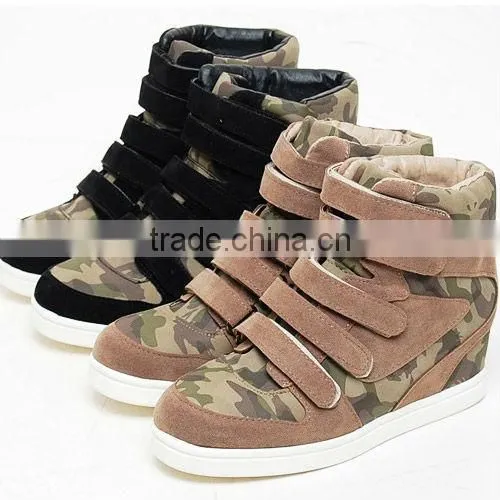 2ssd0532 comfortable hidden wedge heel sneakers camouflage velcro