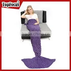 Factory Supplier knitted wool handmade mermaid blanket