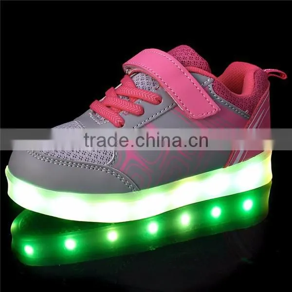New Fashion 7 Colors Flashing light up Kids shoes with Led