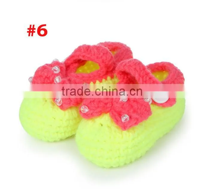 baby bow crochet shoes baby hand-knit shoes soft sole shoes